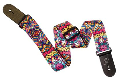 VisioSound Guitar Strap 2 Nylon Cotton Full Grain Italian Leather | For Bass, Electric Guitars, Acoustic Guitars