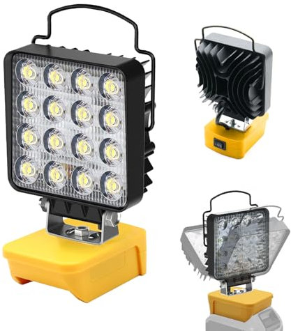 Compatible con Dewalt 18V/20V Batería Luz de Trabajo LED Inalámbrica 4800LM 48W Luz de Inundación Recargables Foco LED Portátil con Puerto de Carga Tipo C & Protección de Bajo Voltaje