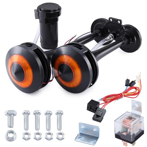 Rupse 12V Luft-Horn Kit mit Kompressor, super laut Auto-Airhorn für PKW, LKW, Boote und Motorräder