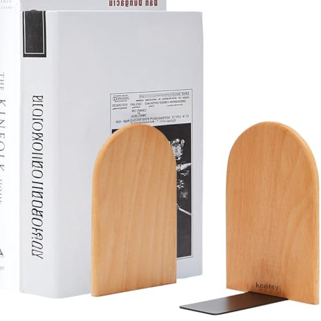 KCatsy Buchstütze Holz 2 Stück (1 Paar) Buchenholz 17 x 12 x 10,5 cm - Bookends Bogen Buchstützen Holz mit Rundem Kopf Bücherstütze Bücherhalter DVD Regal für Zuhause, Büro und Schule