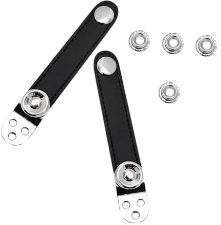 OFFIGAM Akkordeonbalgriemen 8,2cm Mittenabstand 2 Stück aus Stahl und Rindsleder Schwarz für Übung und Akkordeonkonzert
