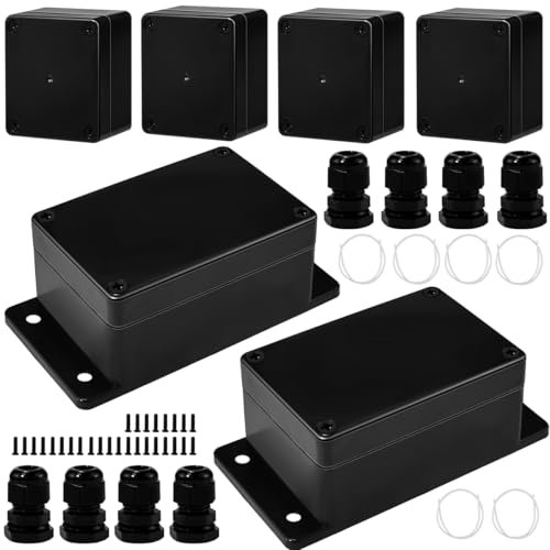 JNEYVIC 6 Pz Scatola Derivazione Esterna,Scatola di Giunzione Esterna rettangolare,Scatole per Progetti Elettronici in Plastica,Scatole Elettronica di Cablaggio per Alimentazione Esterne