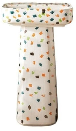 Lavabo de pedestal Fregaderos de pie for interiores y exteriores, lavabos de baño con pedestal de cerámica con recipiente rectangular, lavabo artístico con pedestal bohemio moderno Lavabo de tocador(F