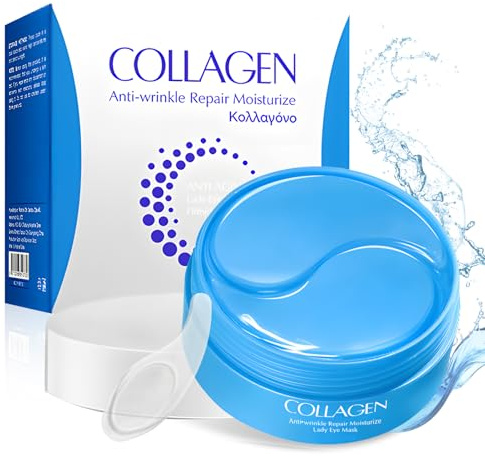 Parches Ojos Bolsas y Ojeras, Parches Ojeras y Bolsas, Mascarilla de Colágeno con ácido Hialurónico, Reducir Arrugas Hinchazón, Adecuado para Todo Tipo Pie, 60 PCS