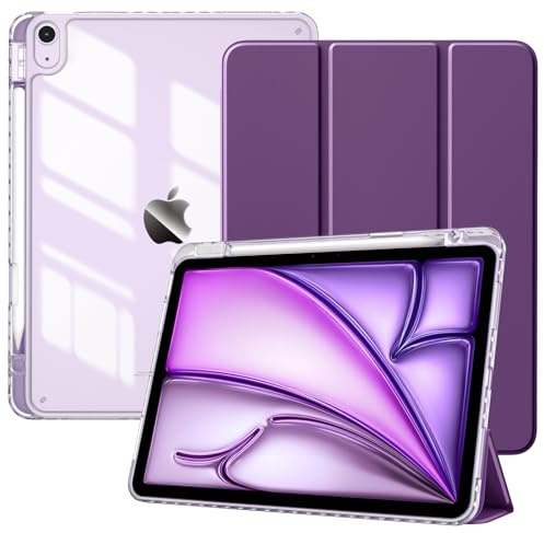 TiMOVO Funda para iPad Air 11 Pulgadas (M4/M3/M2-2026/2025/2024), iPad Air 5ª/4ª Gen (2022/2020) 10.9'', Funda Delgada Trasera Transparente y Runura para Lápiz, Auto Activación/Reposo,Púrpura Profundo