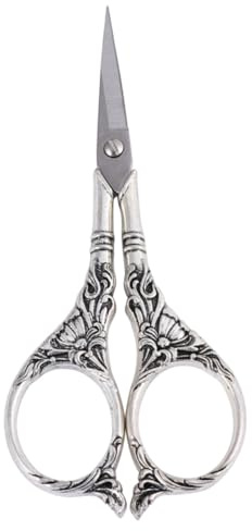 WRITWAA Ciseaux de Broderie Acier Inoxydable Léger avec Motif Fleur Coupe Fil et Découpe Artisanale pour Couture et Tapisserie Manche Ergonomique Alliage Zinc Style Vintage Ancien Argenté
