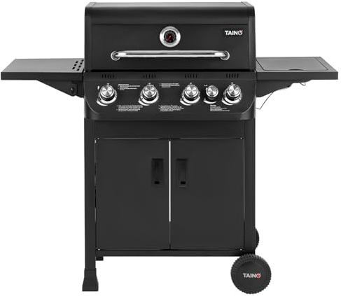 TAINO BRANDO 4+1 Barbacoa de gas 4 quemadores con hornillos laterales, barbacoa de acero inoxidable