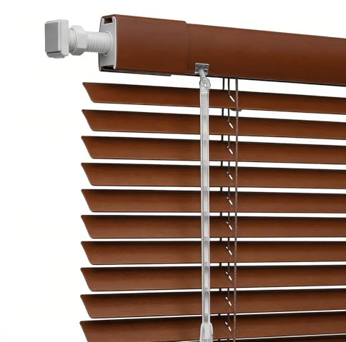 Senza Foratura Tende Veneziana in alluminio 120 135 118 104 98 cm, 25mm Veneziane da Interno/Esterno per Finestre, Protezione dalla luce e ai raggi solari, Kit di montaggio incluso(Marrone chiaro)