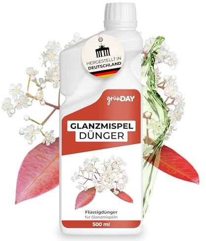 Glanzmispel-Dünger 500 ml – Flüssiger mineral. NPK Dünger mit Spurennährstoffen für Ziergehölz – Für Blattentwicklung & gleichmäßigen Austrieb – Sehr ergiebiges Konzentrat für mehrere Liter Gießwasser