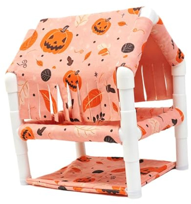 Fonowx Maison pour Cobayes, Abri à Double Niveau, Tissu Doux, Facile à Nettoyer avec Cadre en PVC, Convient Aux, Chinchillas, Souris et Hérissons, Orange