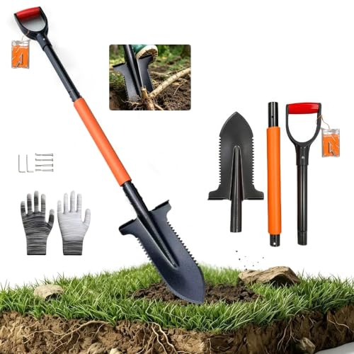 Beche Jardinage Coupante 115 cm,Root Slayer,Pelle de Jardin,Bêche spécial massifs,Dents Ultra-aiguisées en Acier, Ultra-résistante et légère,Acier 1050Mn