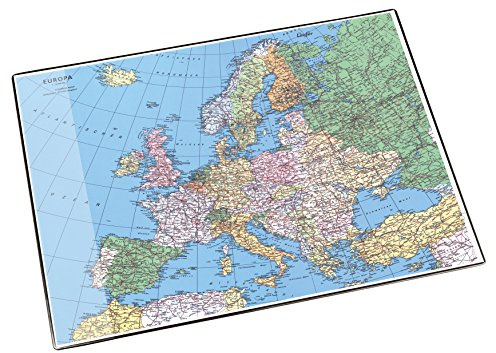 Läufer 45347 Landkarten-Schreibtischunterlage Europa, rutschfeste Schreibunterlage mit Europakarte, 40x53 cm, mit transparenter Seitentasche, 53 x 40 cm