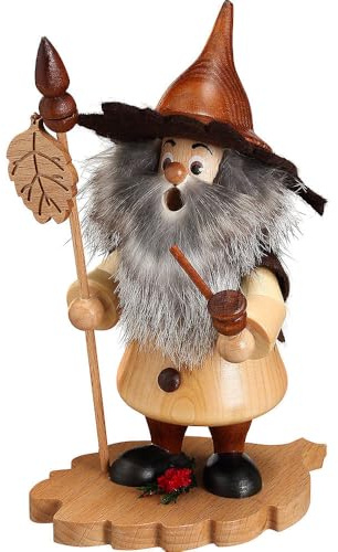 Drechselwerkstatt Uhlig Räuchermännchen Baumwichtel Erlenblatt - 18cm - Original Erzgebirge Räuchermann