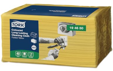 Tork D8234 Colour-Coded Specialist Cloth, 300mm x 380mm, Yellow, Pack of 8