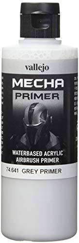Vallejo Mecha Color Acrylfarbe Primer Grau, für Airbrush, hohe Widerstandsfähigkeit gegen Manipulation und Stöße, ideal für Modellbau und Miniaturen, 60ml.