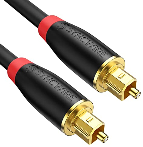SYNCWIRE Digital Optical Audio Cable (10 Feet) - [24K Gold-Plated, Ultra-Durable] Fiber Optic Toslink Male to Male Cord Optical Cables for Home Theater, Sound Bar, TV, PS4, Xbox, Playstation & More