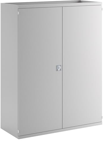 eurokraft | Schwerlastschrank Jumbo aus Stahlblech | Leerschrank mit Mitteltrennwand | lichtgrau/lichtgrau
