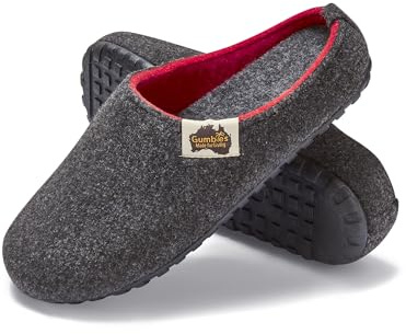 Gumbies Outback Slippers - Charcoal & Red (Women's 7/Men's 6 | EU 38)