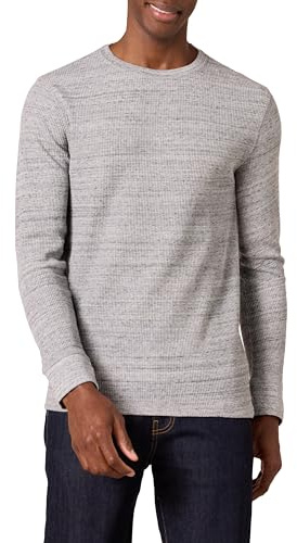 Amazon Essentials Men's Regular-Fit Long-Sleeve Waffle Shirt, Light Grey Heather, XL