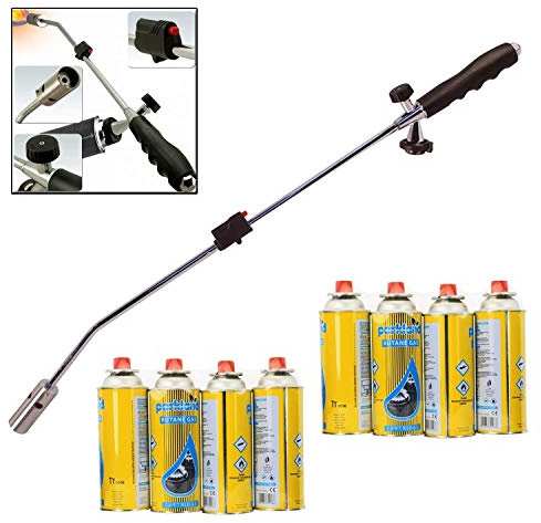 2X Butane Gas Weed Wand Blowtorch Garden Torch Weeds Killer Burner + 8 Gas Refills