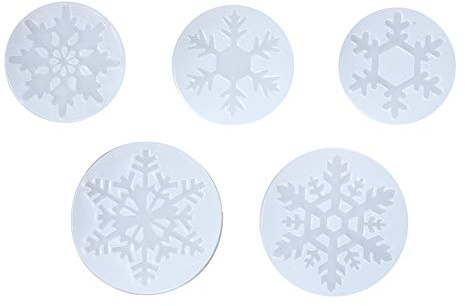 WANDIC Schneeflocken-Silikonform, 5 Stück, Schneeflocken-Anhänger, Harz-Silikonform, Basteln für Schmuck, Polymer-Ton, Bastelprojekte