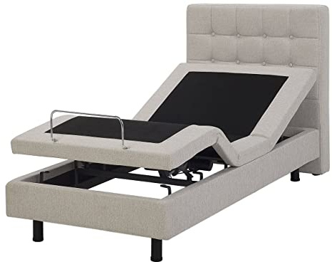 Säng 80 x 200 cm Elektrisk Ställbar Fjärrkontroll Beige Duke