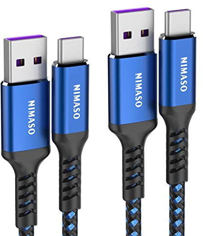 NIMASO USB C Cable 5A [2Pack/1M+2M], USB Type C 40W Superfast Charging Charger Data Cable Lead for P40 Pro, P20, P30 Pro, P30, Mate 20 Pro, Mate 20, Mate 20 RS, nova 5 Pro, Honor 20 Pro