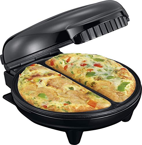 Melissa 16250086 Omlett Maker Kontaktgrill-750 Watt Omeletts schnell, einfach und ohne Anhaften zubereiten, Edelstahl, Schwarz