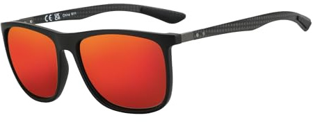 ZENOTTIC Polarisierte Sonnenbrille Herren Kohlefaser Bügel Quadratische Sonnenbrille Fahren Angeln Golf Sport UV400 Schutz