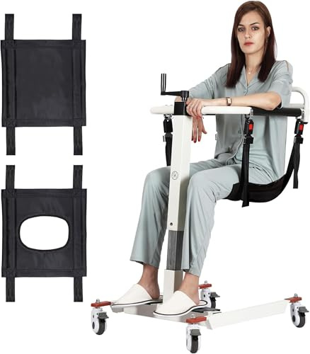 Patient Lift Transfer Chair, Portable Lift Aid for Elderly/Disabled, Bedside Commode Transport Chair (Basic Version)