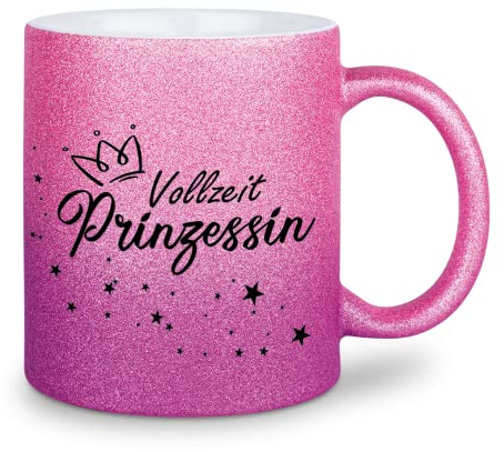 glitzertassen.de® | Vollzeit Prinzessin | Tasse mit Glitzer | Geschenkidee | Roséviolett