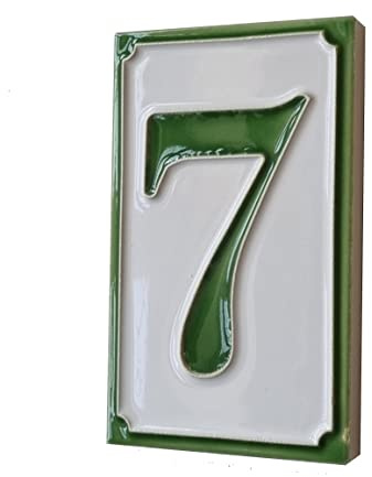 Hausnummern, handbemalt, italienische Keramik, schlichtes grünes Design, Fliesengröße: 11 x 7 cm, Grün