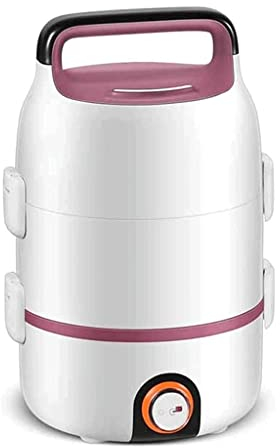 LIOONS Scaldapranzo Portapranzo Elettrico a 2 Livelli, Microonde Portatile per Auto Home Office, Scaldavivande Portatile con Viaggio Interno in Acciaio Inossidabile