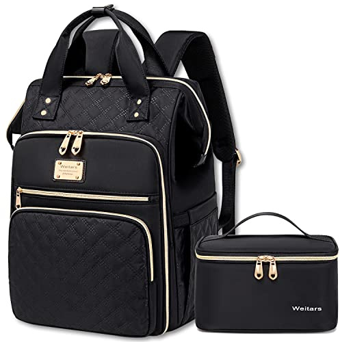 Weitars Lunch Backpack for Women,15.6 Inch Laptop Backpacks with Lunch Box
