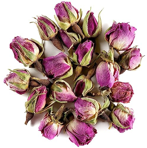 Damaszener Rose Knospen Bio Tee – Wohltuend Süß - Organischer Rosa Damascena Knospe - Süße Rosenblütenblätter - Rosenblütentee - Rosenknospen Keim Rosentee Rosenblüten Tee Rosenknospen Rosen Tee