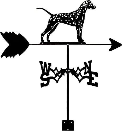 AMITVA Girouette dalmatienne de ferme, support de toit de jardin, indicateur de direction du vent, support en métal pour l'extérieur