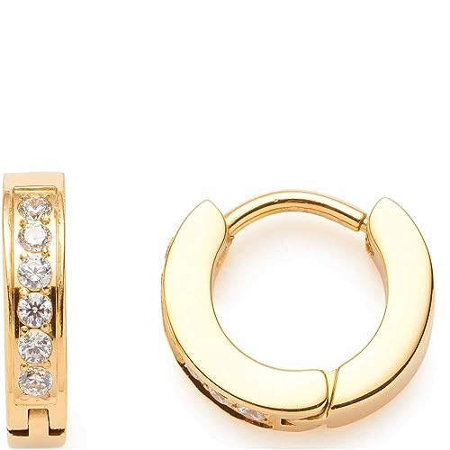 JEWELS BY LEONARDO Kreolen Ciao Nani 1 Paar • kleine Ohrringe aus goldfarbenem Edelstahl • eingefasste Zirkonia-Steinchen • Schmuck Geschenk für Frauen • 023330