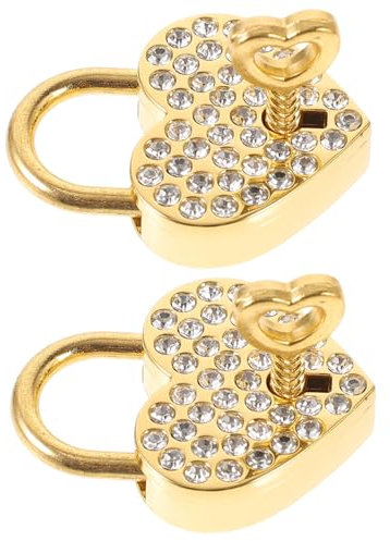 HEMOTON 2stücke Herzförmige Liebesschlösser Mit Schlüssel Dekorative Kleine Vorhängeschlösser Gold Für Wunschsperre Für Hochzeiten Und Valentinstag