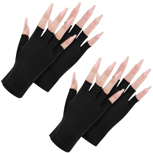 ACWOO Guantes De Protección UV Para Uñas De Gel, 2 Pares Sin Dedos Para Manicura - Negro