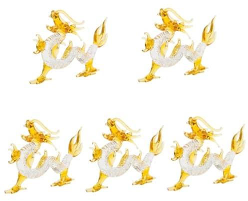 Ciieeo 5stücke Glass Dragon Statue Wasserklare Drachenfigur Schreibtischdeko Für Chinesische Neujahr Langlebig Und Dekorativ Für Zuhause Und Büro