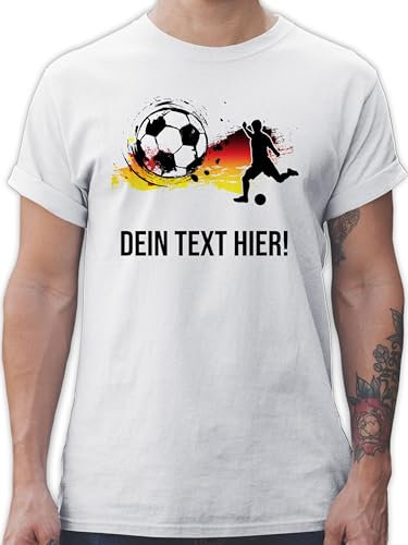 T-Shirt Herren - 2026 Fussball WM Fanartikel - Fußballer Germany Personalisiert mit Namen Deutschland - 4XL - Weiß - fußball Shirt em Tshirt 2024 fußball. Herren-Shirt fußball-Fanartikel