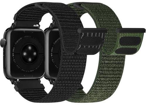 Runostrich Nylon Sport Strap Compatible with Apple Watch Strap 49mm 46mm 45mm 44mm 42mm 41mm 40mm 38mm Women Men, Adjustable Solo Loop Bands for iWatch Series 11 10 9 8 7 6 5 4 3 SE Ultra, 2 Pack