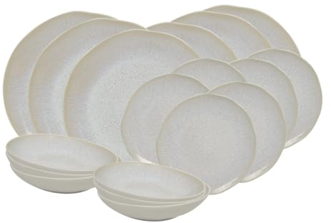 Artime - Service de Table, Assiettes et Bols 18 Pièces pour 6 Personnes, Assortiment de Vaisselle, Service Uni, Assiettes et Bols en Céramique