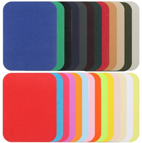 cobee 26 Stück Patches zum Aufnähen, 26 Farben Stoff zum Aufbügeln Selbstklebender Flicken zum Aufbügeln 12.5x9.5CM Aufbügelflicken Bügelflicken für T-Shirt Jeans Kleidung Tasche