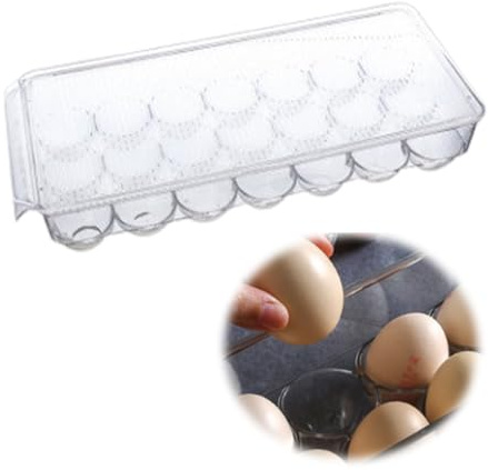 Eabdice Recipiente para Huevos de Nevera, Hueveras de plástico, Caja de Almacenamiento de Huevos con Tapa, Caja para huevos de plástico Transparente para almacenar hasta 21 huevos