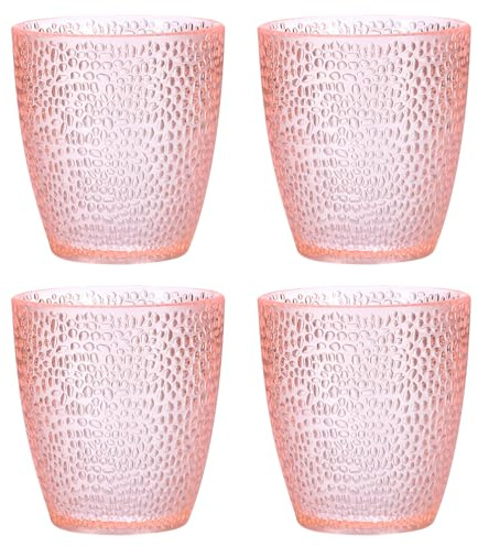 sourcing map 7oz Acrylic Drinking Glasses, 4Pcs Plastic Reusable Tumblers Drinkware Unbreakable Water Glasses Cup Stackable & Dishwasher Safe for Home Outdoors Restaurant, Pink