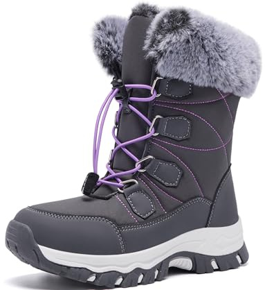 YINGCSM Winterschuhe Damen Gefüttert Warm Winterschuhe Schneestiefel Rutschfeste WandernTrekkingschuhe Damen (Grau EU 40)