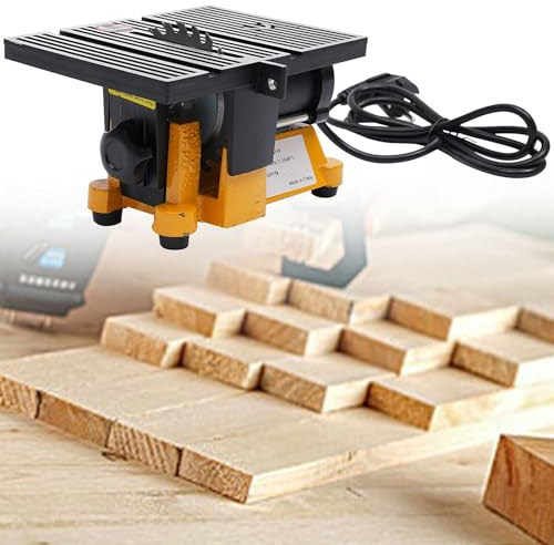 Sega circolare da tavolo, 90 W, 4500 giri/min, mini sega circolare da tavolo, professionale, con tavolo in alluminio, 2 lame e 1 lama in metallo duro