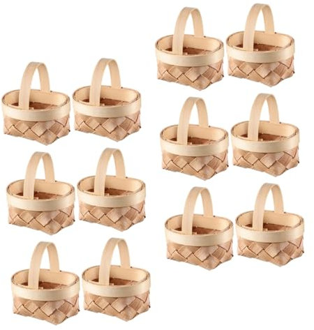PRETYZOOM Cesta Tejida a Mano Cesta Mimbre Pequeña Para Dulces Decoración Para Bodas