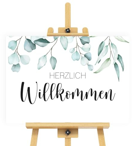 younikat Herzlich Willkommen Schild Hochzeit Eukalyptus - dv1501 | 30 x 40 cm, Stilvolles Eukalyptus-Design: Das dezente, moderne Note
